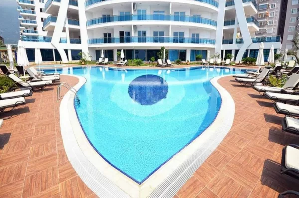Panoramic Sea View Beachfront One Livingroom Apartment for Sale in Alanya