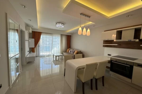 Panoramic Sea View Beachfront One Livingroom Apartment for Sale in Alanya