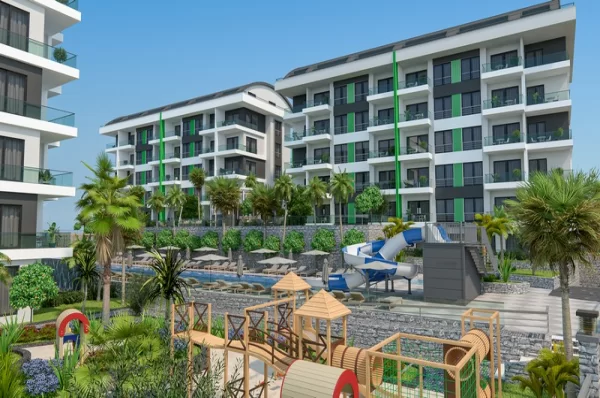 One-bedroom Apartments and Two-Bedroom Penthouses for Sale in Alanya's Prestigious Facility