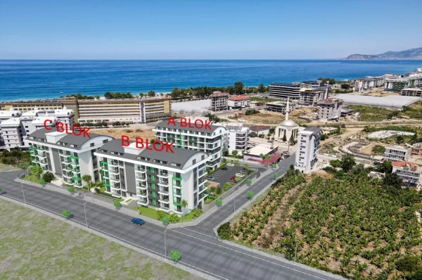 One-bedroom Apartments and Two-Bedroom Penthouses for Sale in Alanya's Prestigious Facility