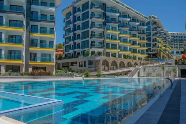 Sea View from Each Corner Beachfront 1+1 Flats and 3+1 Duplexes for Sale in Alanya